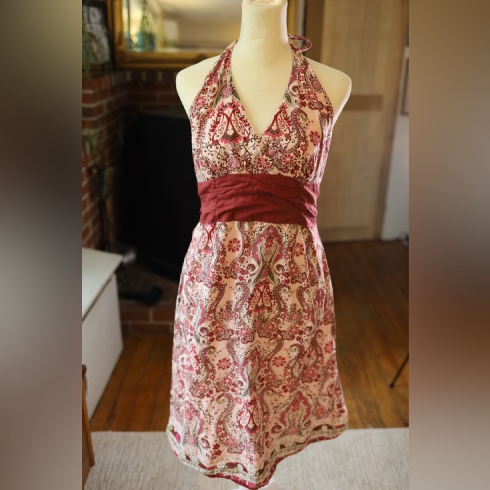 Elegant Paisley Halter Dress